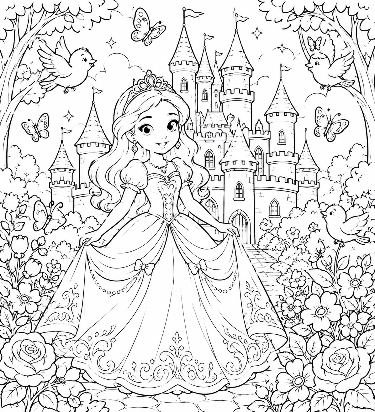 Fairytale princess scene vector illustration